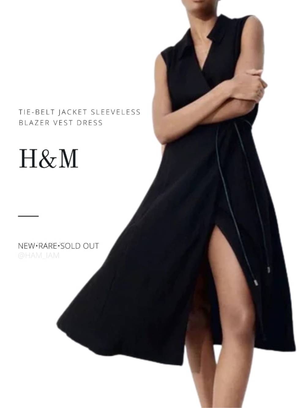 NEW SOLD OUT H&M Sleeveless Blazer Vest Suit Tie-Belt Jacket Dress